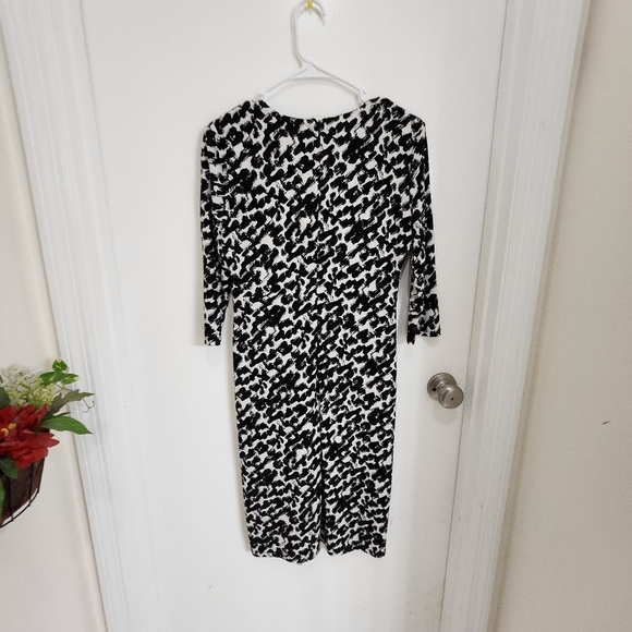 Calvin klein Black & White Bodycon fauxwrap Dress Size 6 careerwear care… - Picture 3 of 11